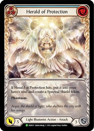 Image of Herald of Protection (Blue Extended Art) [FAB031] (Promo)  Rainbow Foil