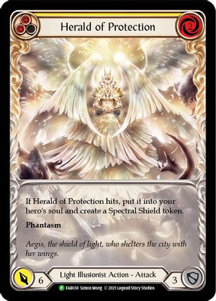 Image of Herald of Protection (Yellow Extended Art) [FAB030] (Promo)  Rainbow Foil