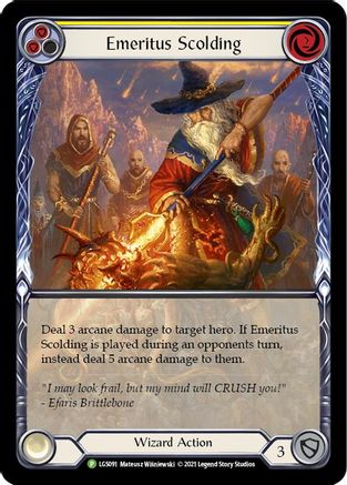 Image of Emeritus Scolding (Yellow Extended Art) [LGS091] (Promo)  Rainbow Foil
