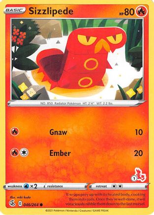Image of Sizzlipede (046/264) (Cinderace Stamp #1) [Battle Academy 2022]