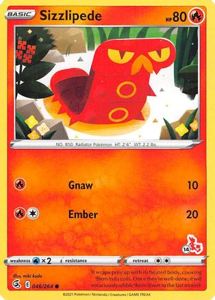 Image of Sizzlipede (046/264) (Cinderace Stamp #14) [Battle Academy 2022]
