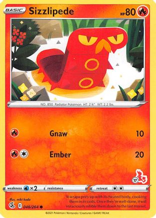 Image of Sizzlipede (046/264) (Cinderace Stamp #17) [Battle Academy 2022]