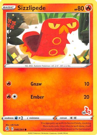 Image of Sizzlipede (046/264) (Cinderace Stamp #56) [Battle Academy 2022]