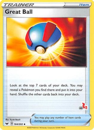 Image of Great Ball (164/202) (Cinderace Stamp #48) [Battle Academy 2022]