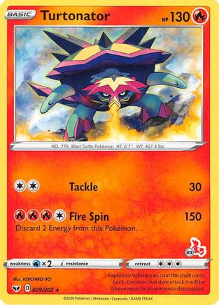 Image of Turtonator (029/202) (Cinderace Stamp #39) [Battle Academy 2022]