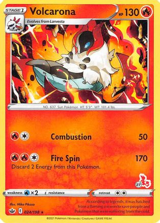 Image of Volcarona (24/198) (Cinderace Stamp #27) [Battle Academy 2022]