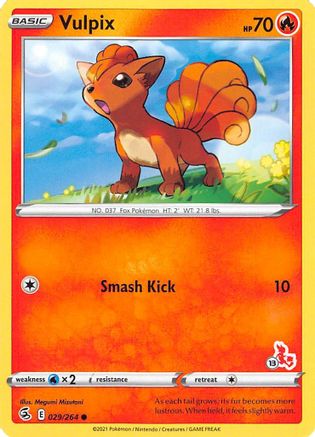 Image of Vulpix (029/264) (Cinderace Stamp #13) [Battle Academy 2022]