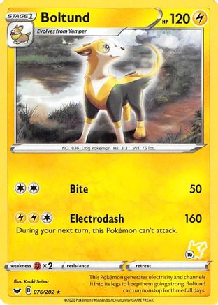 Image of Boltund (076/202) (Pikachu Stamp #16) [Battle Academy 2022]