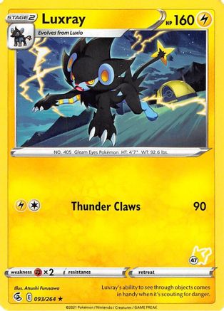 Image of Luxray (093/264) (Pikachu Stamp #47) [Battle Academy 2022]