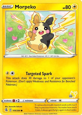 Image of Morpeko (109/264) (Pikachu Stamp #23) [Battle Academy 2022]