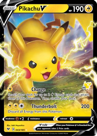 Image of Pikachu V (043/185) (Pikachu Stamp #60) [Battle Academy 2022]
