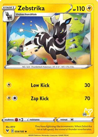 Image of Zebstrika (054/185) (Pikachu Stamp #25) [Battle Academy 2022]
