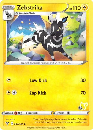 Image of Zebstrika (054/185) (Pikachu Stamp #56) [Battle Academy 2022]