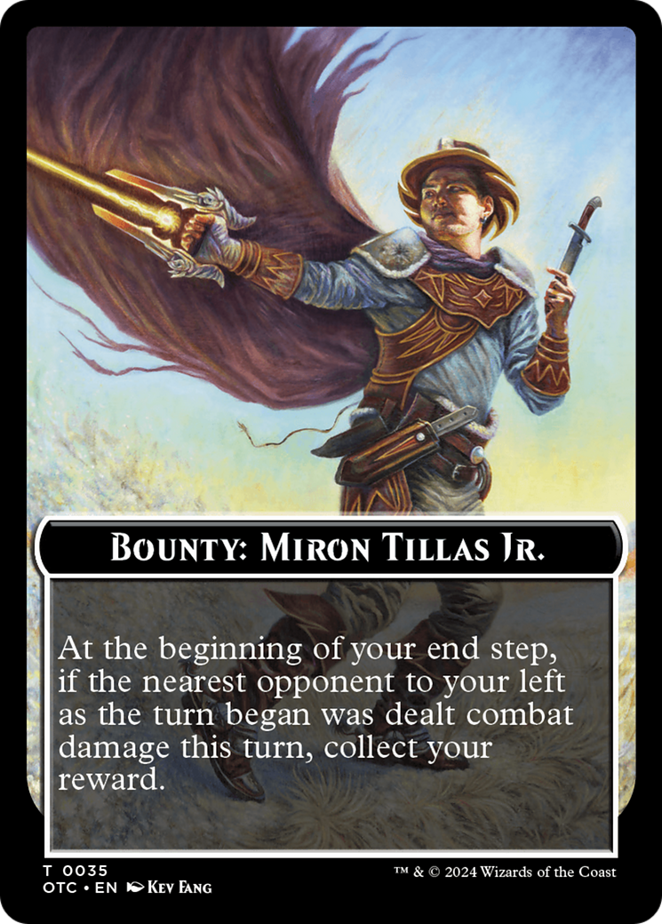Image of Bounty: Miron Tillas Jr. // Bounty Rules Double-Sided Token [Outlaws of Thunder Junction Commander Tokens]