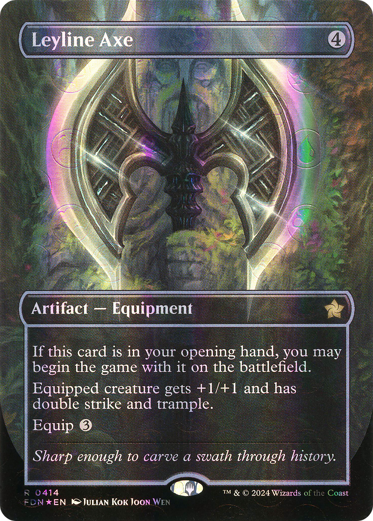 Image of Leyline Axe (Borderless) (Mana Foil) [Foundations]