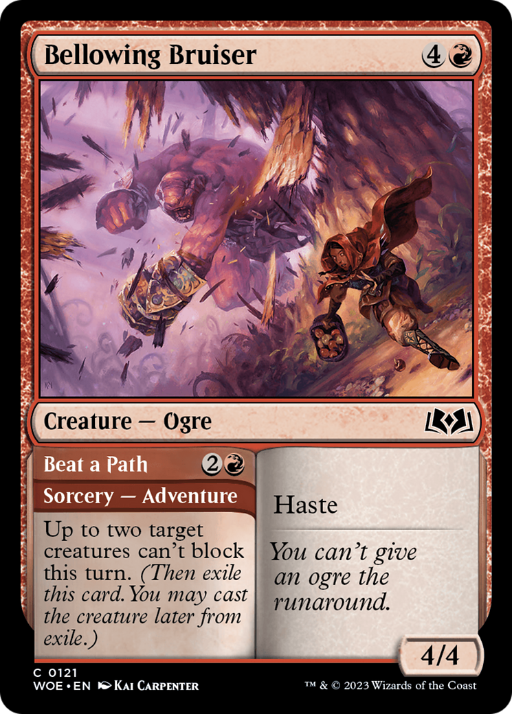 Image of Bellowing Bruiser // Beat a Path [Wilds of Eldraine]