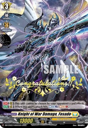 Image of Knight of War Damage, Fosado (Hot Stamped) (BSF2022/VGD03EN 2022) [Bushiroad Event Cards]