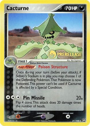Image of Cacturne (27/108) (Prerelease Promo) [EX: Power Keepers]
