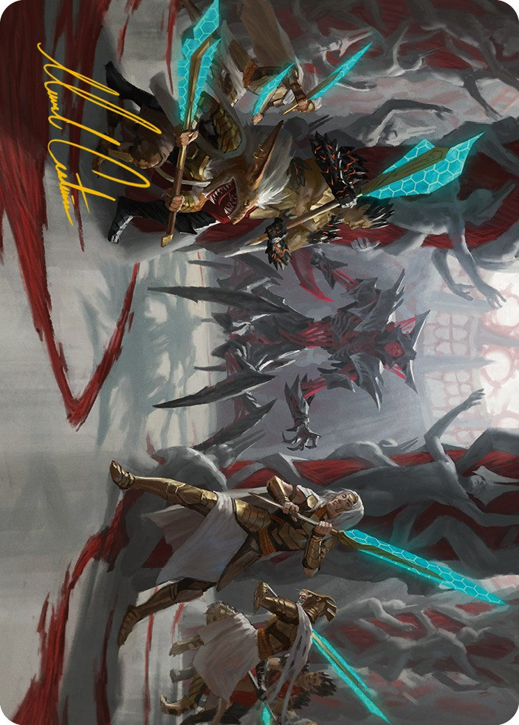 Image of Goldwardens' Gambit Art Card (Gold-Stamped Signature) [Phyrexia: All Will Be One Art Series]