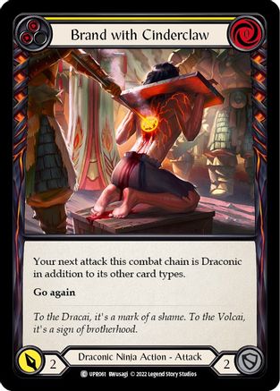 Image of Brand with Cinderclaw (Yellow) [UPR061] (Uprising)  Rainbow Foil