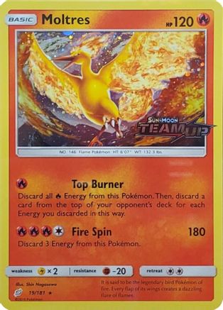 Image of Moltres (19/181) (Stamped) [Sun & Moon: Team Up]