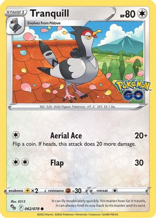 Image of Tranquill (062/078) [Pokémon GO]