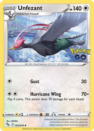 Image of Unfezant (063/078) [Pokémon GO]