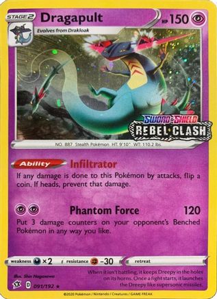 Image of Dragapult (091/192) (Rebel Clash Stamped) [Sword & Shield: Black Star Promos]