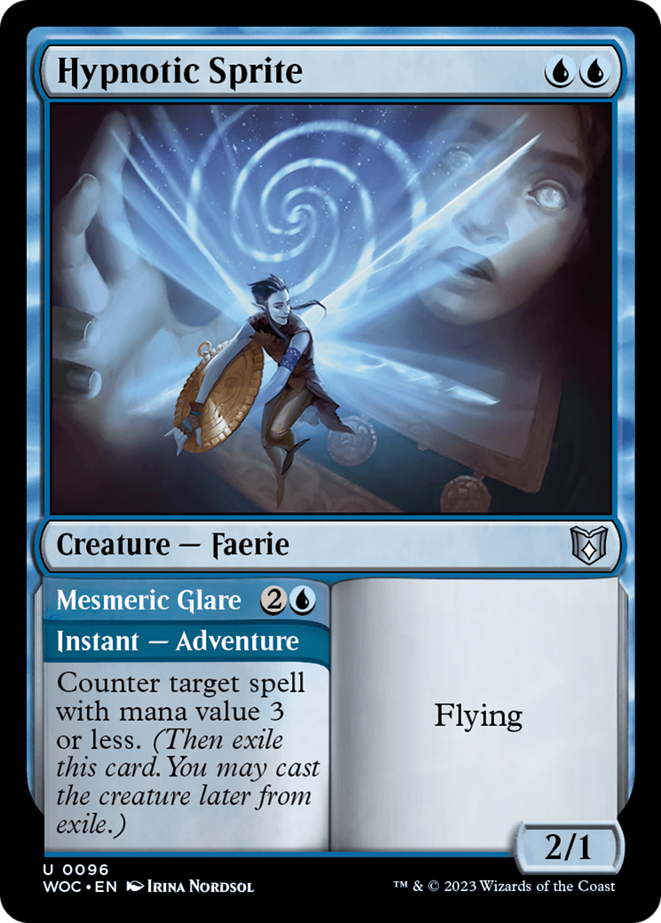 Image of Hypnotic Sprite // Mesmeric Glare [Wilds of Eldraine Commander]