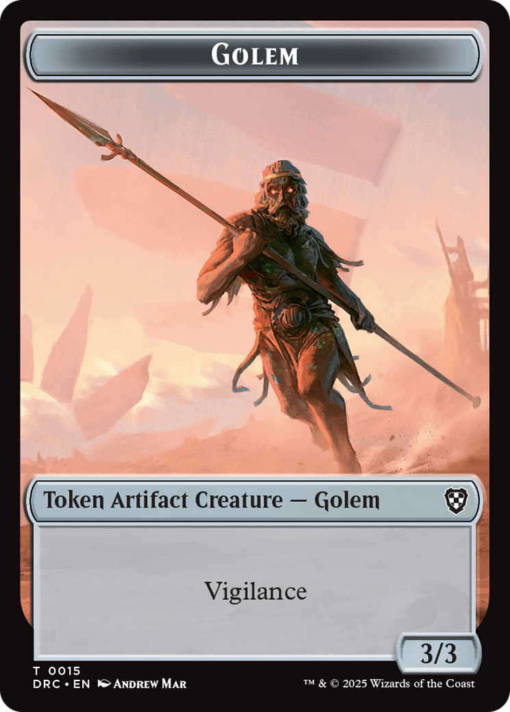 Image of Golem (0015) // Thopter (0009) Double-Sided Token [Aetherdrift Commander Tokens]