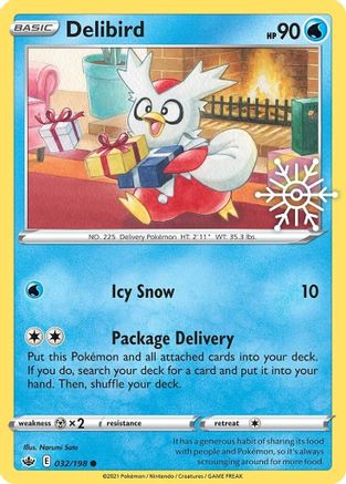 Image of Delibird (032/198) (Holiday Calendar) [Sword & Shield: Chilling Reign]