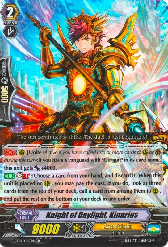 Image of Knight of Daylight, Kinarius (G-BT10/012EN) [Raging Clash of the Blade Fangs]