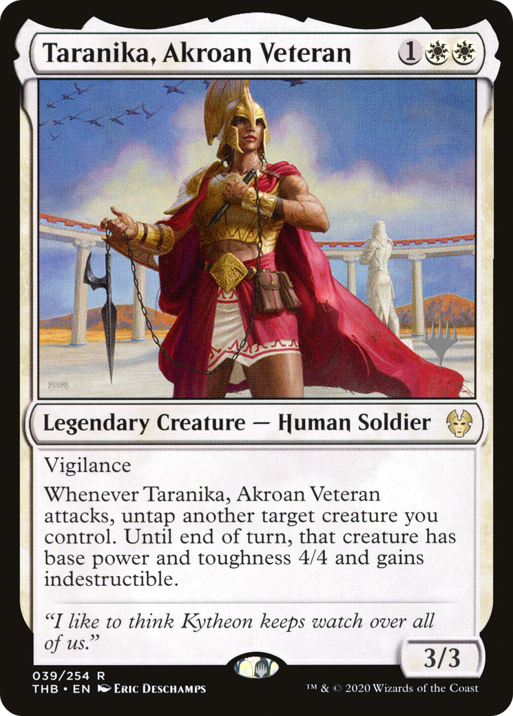 Image of Taranika, Akroan Veteran (Promo Pack) [Theros Beyond Death Promos]