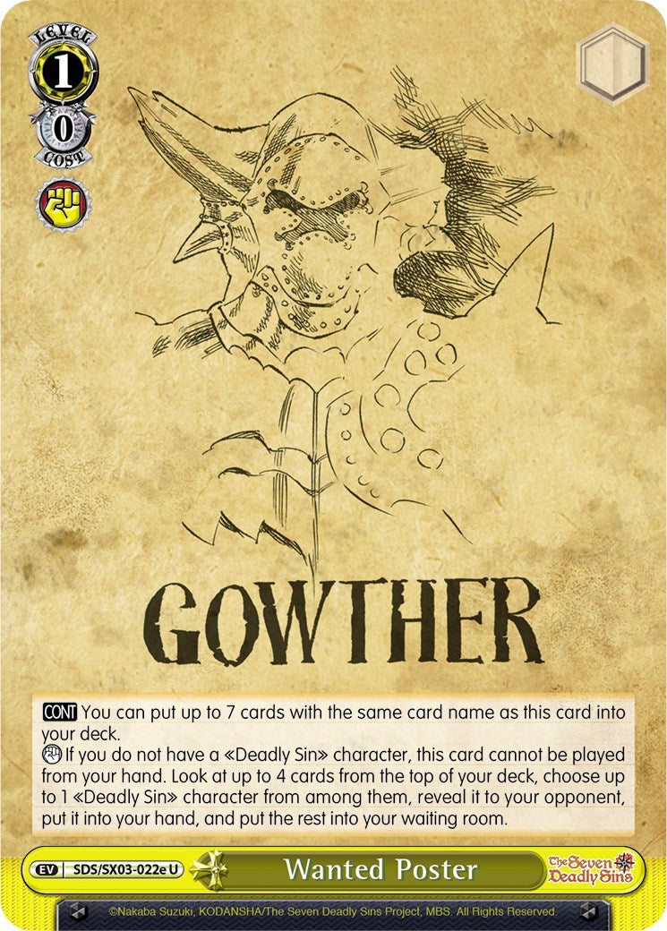 Image of Wanted Poster (SDS/SX03-022e U) [The Seven Deadly Sins]