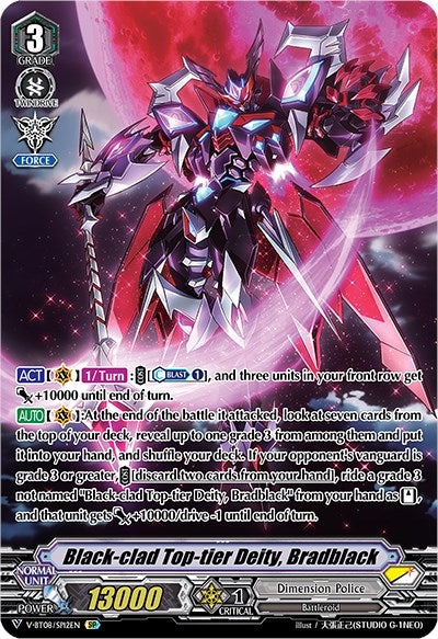 Image of Black-clad Top-tier Deity, Bradblack (V-BT08/SP12EN SP) [Silverdust Blaze]