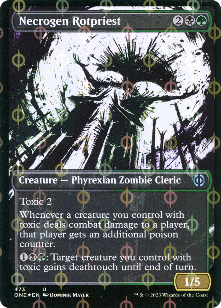 Image of Necrogen Rotpriest (Borderless Ichor Step-and-Compleat Foil) [Phyrexia: All Will Be One]