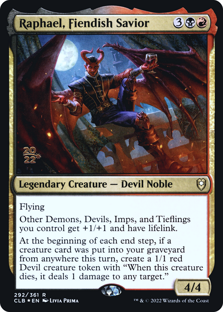 Image of Raphael, Fiendish Savior [Commander Legends: Battle for Baldur's Gate Prerelease Promos]