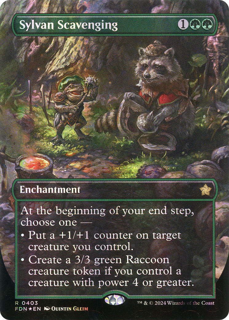 Image of Sylvan Scavenging (Borderless) (Mana Foil) [Foundations]