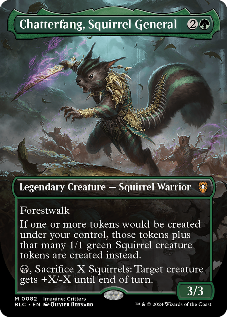 Image of Chatterfang, Squirrel General (Borderless) [Bloomburrow Commander]