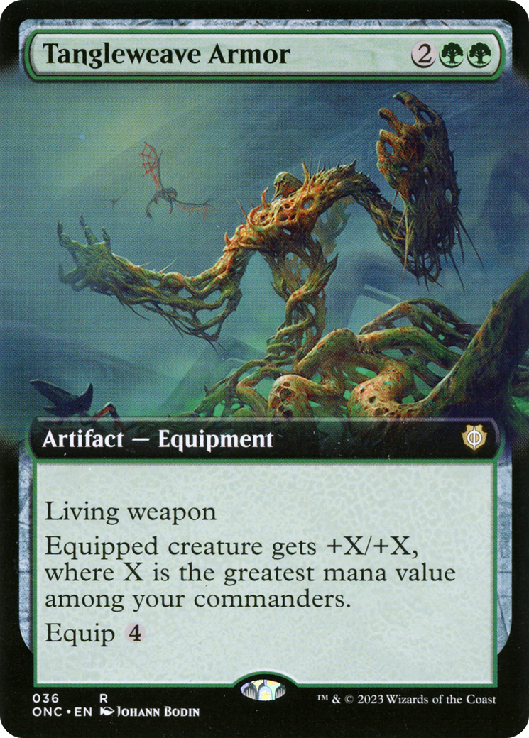 Image of Tangleweave Armor (Extended Art) [Phyrexia: All Will Be One Commander]