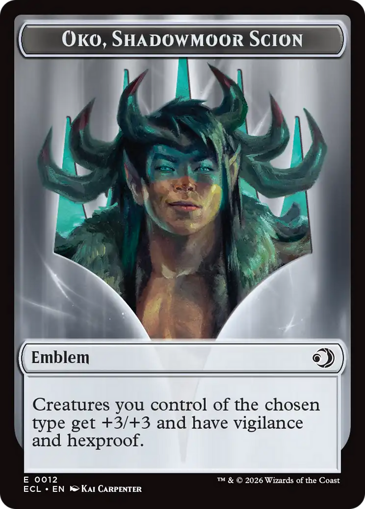Image of Elk // Emblem - Oko, Shadowmoor Scion Double-Sided Token [Lorwyn Eclipsed Tokens]