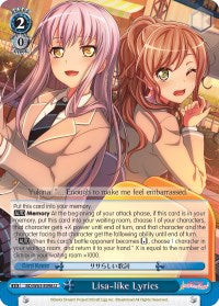 Image of Lisa-like Lyrics (BD/W63-E098 U) [BanG Dream! Girls Band Party! Vol.2]