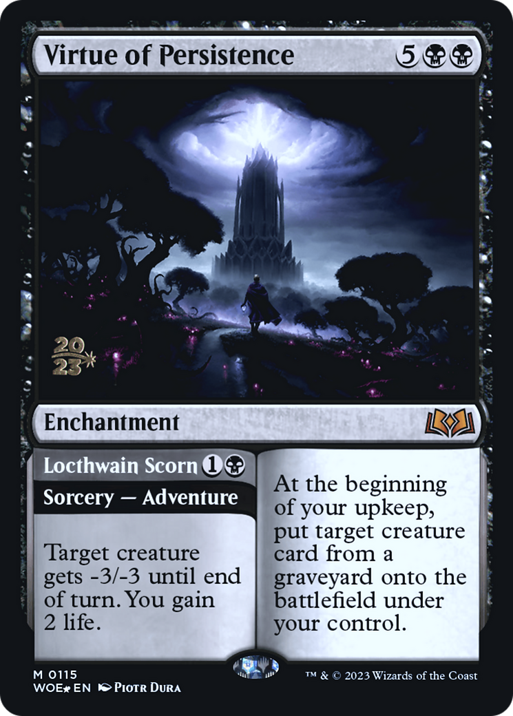 Image of Virtue of Persistence // Locthwain Scorn [Wilds of Eldraine Prerelease Promos]