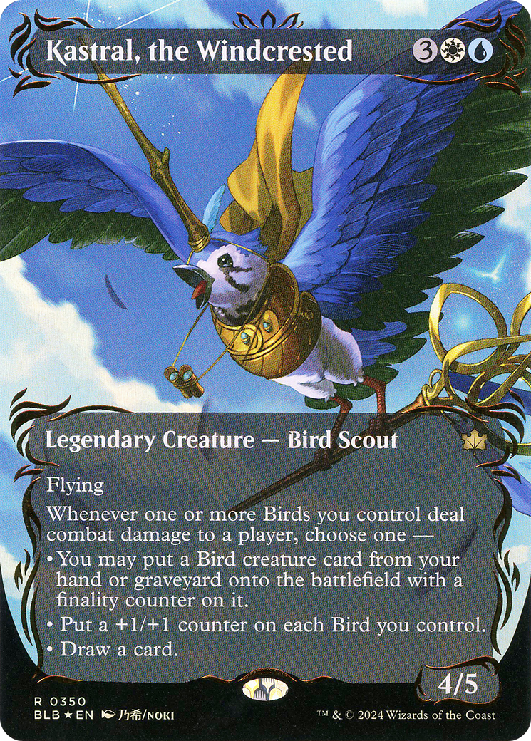 Image of Kastral, the Windcrested (Borderless) (Raised Foil) [Bloomburrow]