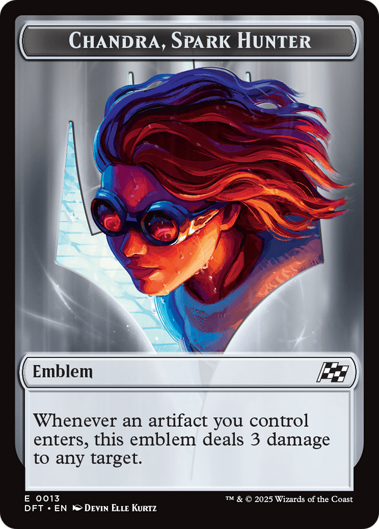 Image of Emblem - Chandra, Spark Hunter // Vehicle Double-Sided Token [Aetherdrift Tokens]
