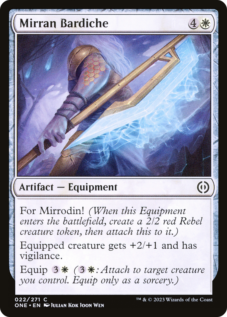 Image of Mirran Bardiche [Phyrexia: All Will Be One]