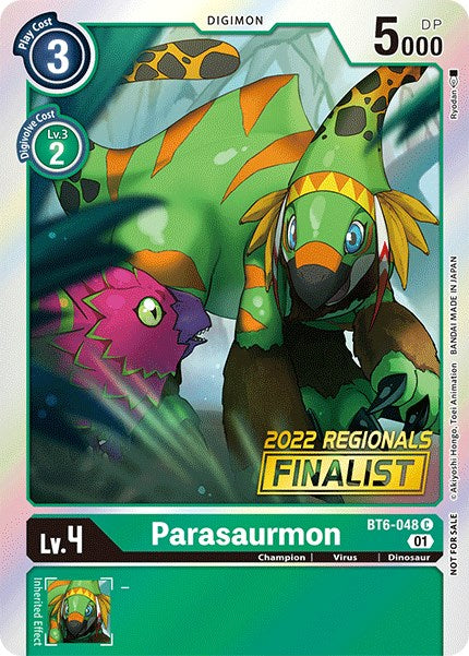 Image of Parasaurmon [BT6-048] (2022 Championship Online Regional) (Online Finalist) [Double Diamond Promos]