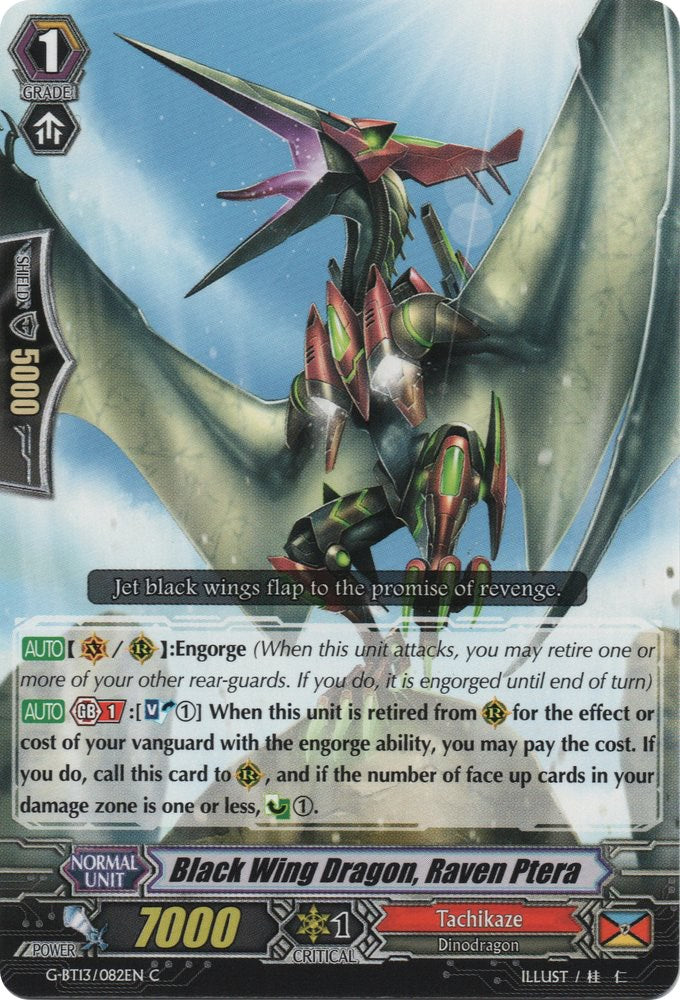 Image of Black Wing Dragon, Raven Ptera (G-BT13/082EN) [Ultimate Stride]