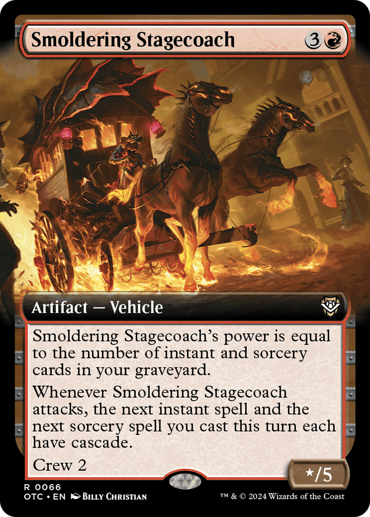 Image of Smoldering Stagecoach (Extended Art) [Outlaws of Thunder Junction Commander]