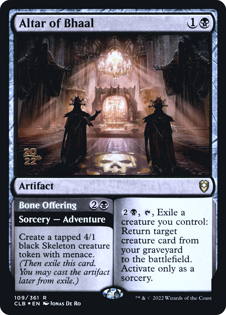 Image of Altar of Bhaal // Bone Offering [Commander Legends: Battle for Baldur's Gate Prerelease Promos]